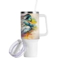 thumbnail image 2 of SKYSONIC 40oz Tumbler with Handle and Straw Lid Double Stainless Steel Vacuum Insulated Travel Mug for Hot Cold Water,Wolf, 2 of 7