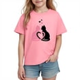 thumbnail image 2 of Girls Valentine Cat Heart Tee Pink Kids T-Shirt Soft Cotton Short Sleeve Top Cute Graphic Crewneck Animal Shirt,Size 4 T, 2 of 9