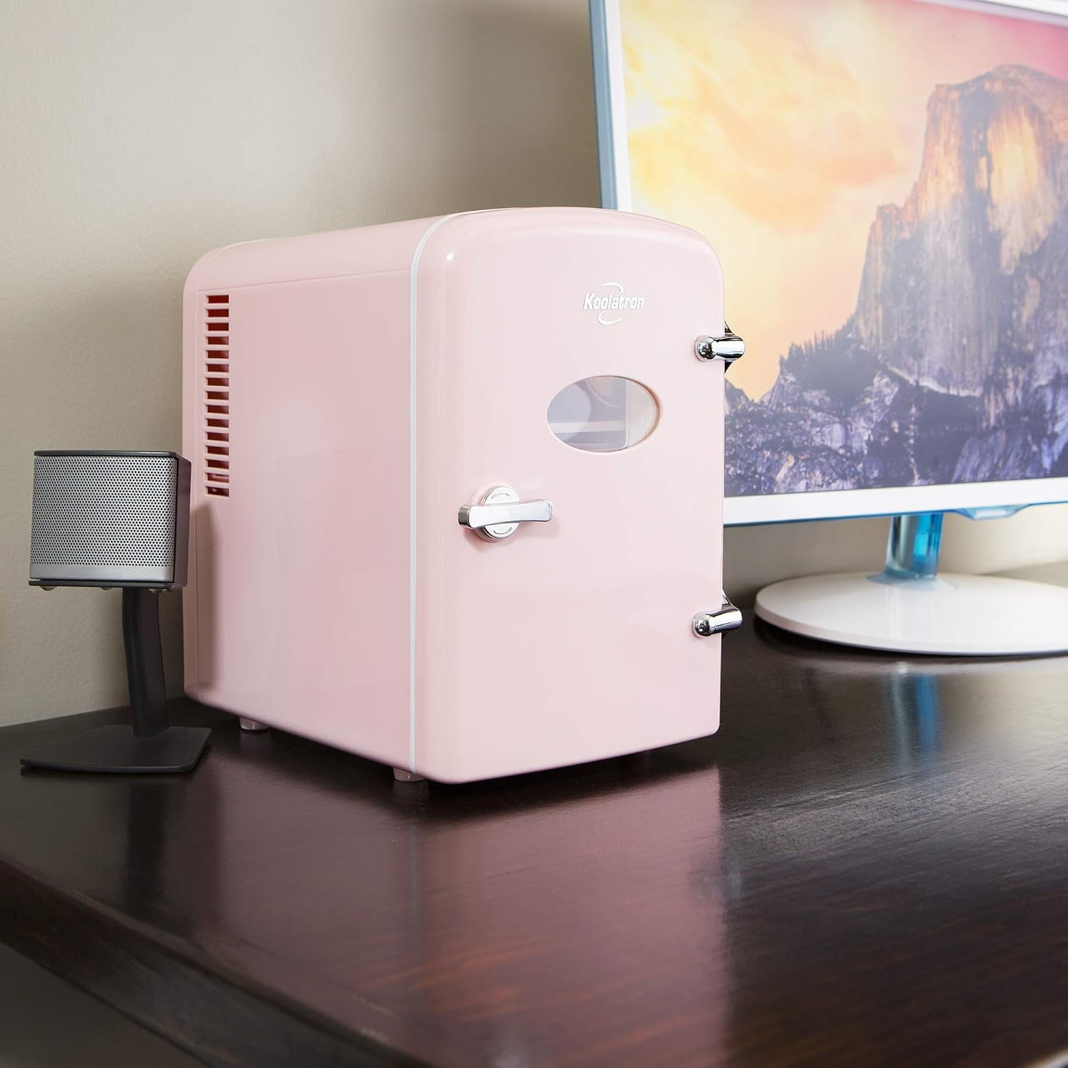 Fridge - 6 Can Refrigerator for Bedroom Office, Portable Table Top Beverage Cooler, 12V 110V Refrigerador For Drinks, Soda, Wine, Use In Car, Dorm, Outdoor,