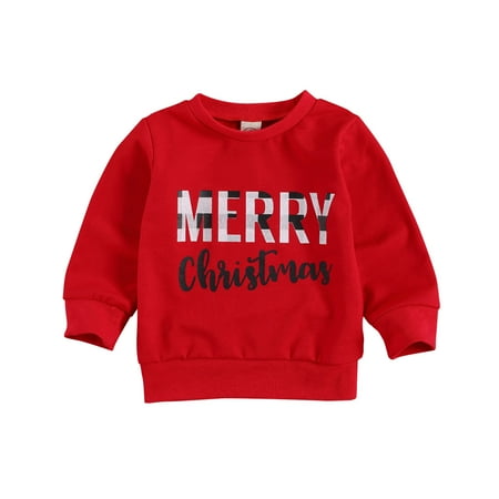 

Bagilaanoe Toddler Baby Boy Girl Christmas Sweatshirt Letter Print Long Sleeve Pullover 6M 12M 18M 24M 3T 4T 5T 6T Kids Loose Tee Tops