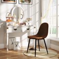 thumbnail image 2 of Homy Casa Set of 4 Armless Upholstered Side Chairs for Living Room Bedroom Reception, Brown Faux Suede, 2 of 10