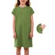 thumbnail image 2 of Vestido de Primavera de Niña Vestidos Sueltos Casuales con Bolsillos para 5-14 Años Vestido de Verano de Manga Corta Estirable Suave Y Cómodo para las Vacaciones Escolares, 2 of 9