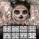 thumbnail image 1 of Paquete de 8 tatuajes temporales de calavera de azúcar del Día de los Muertos, pegatinas de maquillaje de Halloween para fiesta de máscaras de Halloween., 1 of 5