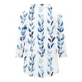 thumbnail image 4 of GaThRRgYP Womens Tops Clearance under $5,Womens Fall Fashion 2024 Womens Tops Clearance under $5 Plus Size,Fashion Woman V Neck Three Quarter 3/4Sleeve T Shirt Printing Blouse Tops Sweatshirt Blue S, 4 of 5
