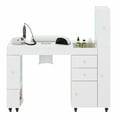 thumbnail image 4 of Advwin Modern Manicure Table with RGB Light Display Cabinets, Built-in Dust Collector, Lockable Wheels, Wrist Rest & Ample Storage, Acetone-Resistant Beauty Nail Salon Home Workstation, White, 4 of 11