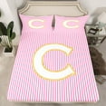 thumbnail image 2 of Feelyou Girly Monogrammed C Bed Sheets for Kids, Chic Abstract Stripes King Sheets, Initial Letter Theme Sheet Set, Super Cozy Room Decor, 4-Piece, 2 of 7