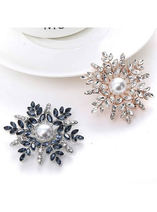 Yesbay Women's Flower Brooch Pin Shiny Rhinestone Party Jewelry