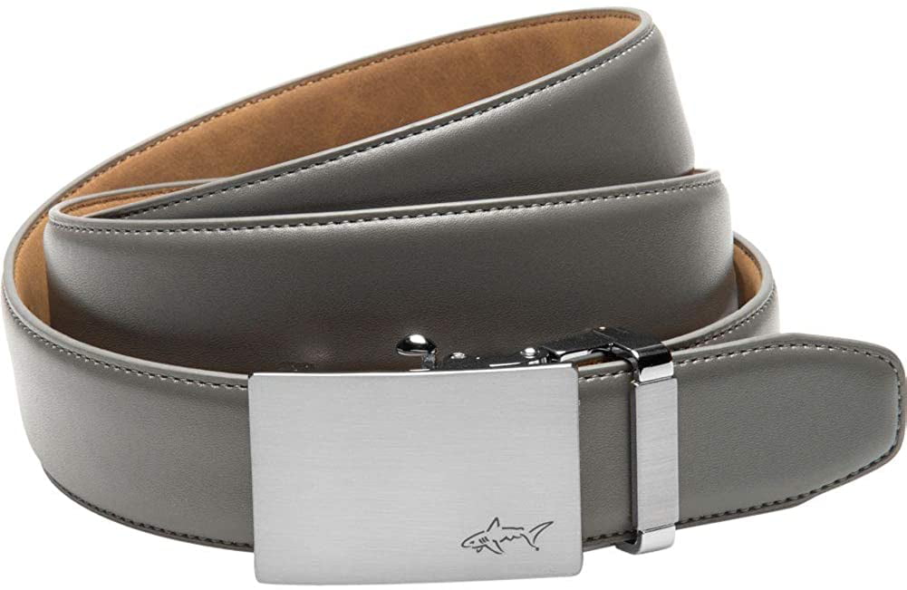 Gunmetal Buckle Grey Leather Railtek Belts Men's One Size Ratchet Belt 