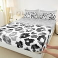 thumbnail image 3 of Feelyou Fashion Leopard Print Twin Sheet Sets for Women, White Grey Wartercolor Twin Fitted Sheet, Sequin Print Flat Sheet, Lightweight Room Decor, 3-Piece, 3 of 7