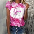 thumbnail image 2 of Lolmot Womens Breast Cancer Awareness Tops Casual Loose Pink Ribbon Print Summer Short Sleeve Round Neck Plus Size Tops T-Shirt, 2 of 5