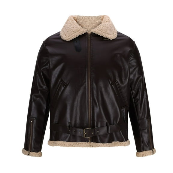 Miluxas Mens leather jacket Genuine Lambskin Bomber Jacket men Brown with Removable Sherpa Collar– Premium Leather jacket men Brown