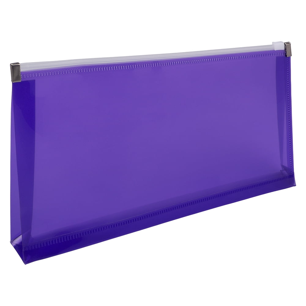 JAM Paper Plastic Envelopes with Zip Closure, #10 Booklet Wallet, 5 x 10, Purple, 3/pack