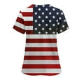 thumbnail image 4 of Womens 4Th of July Summer Scrub Tops Independence Day Workwear Protective Shirts V Neck Tee Short Sleeve Tops Soft Stretch Tunic Blouses USA Flag Star Patriotic T Shirts, 4 of 5