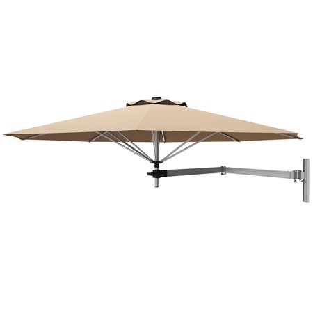 Gymax 8ft Patio Wall Mounted Cantilever Umbrella Parsol W Adjustable Pole Beige Walmart Canada