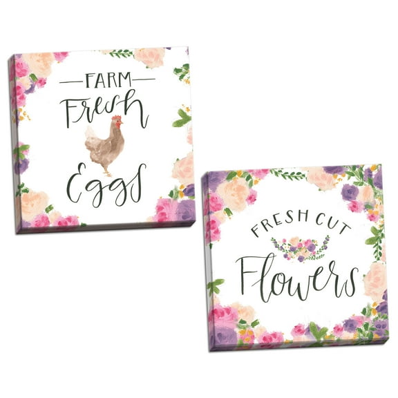 Gango Home Decor Shabby-Chic Beautiful Country VI & Beautiful Country VIII by James Wiens (Ready to Hang); Two 12x12in Hand-Stretched Canvases