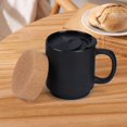thumbnail image 3 of Lyeasw Coffee Mug with Lid and Cork Bottom, 11.8oz Ceramic Mugs Set of 4 for Tea Coffee Latte, Black, 3 of 6