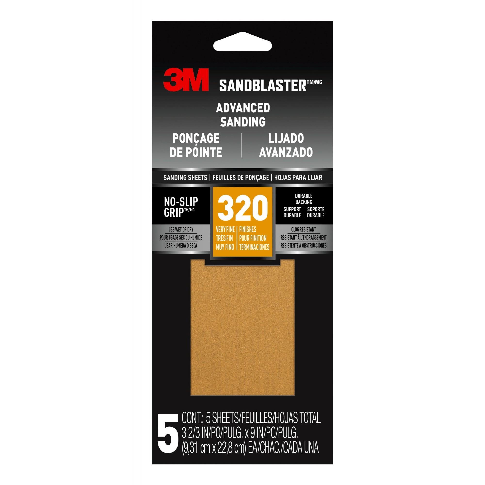 3M SandBlaster Advanced Sanding Sanding Sheet 320 grit, 11320G5, 3 2/