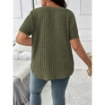 thumbnail image 3 of Yesfashion Womens Elegant Plus Size  Summer Short Sleeve Sweaters Tops V Neck Cable Knit Lightweight Shirts, 3 of 4