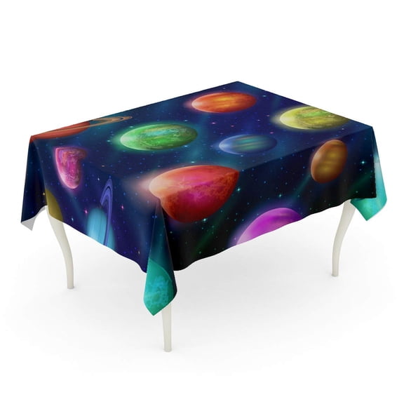 SIDONKU Space Various Fantastic Planets and Moons Pattern for Your Tablecloth Table Desk Cover Home Party Decor 60x104 inch