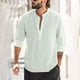 thumbnail image 1 of pstuiky Camisas de manga larga de invierno para hombre, Blusa de cuello alto con mangas largas y botones de color liso para hombre Tops de hombre l, 1 of 6