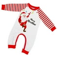 thumbnail image 2 of Onlypjs Matching Family Christmas Pajamas – Red & White Striped Santa Print Long-Sleeve Lounge Set for Women, Men, Couples, 2 of 5