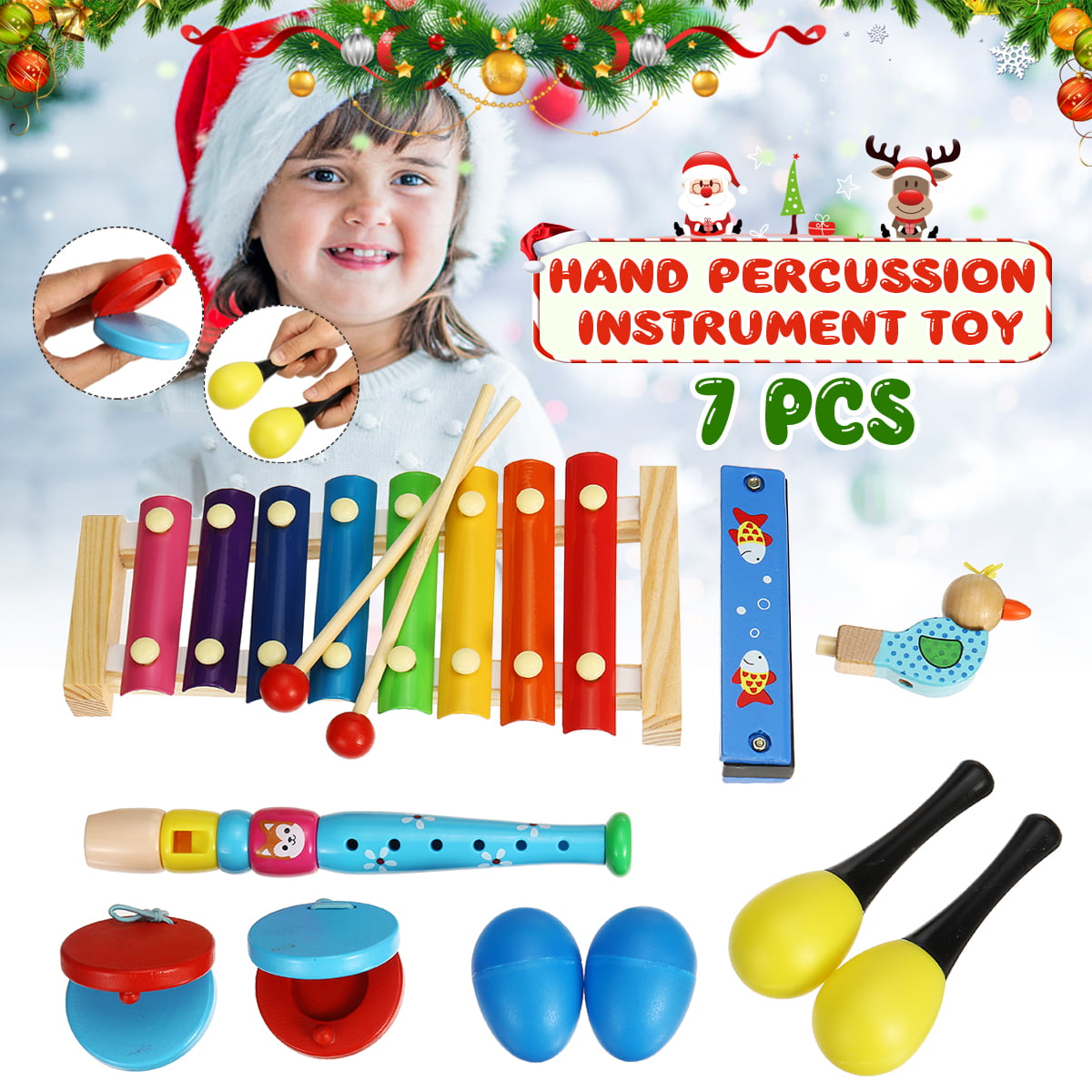 Orff World Wooden Educational Teach Musical Instrument Set Kids Baby Toys 
