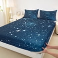 thumbnail image 3 of jejeloiu Starry Sky Queen Sheet Sets,Galaxy Universe Flat Sheet,Blue White Queen Fitted Sheet For Teens,Super Cozy Room Decor,4pcs, 3 of 7