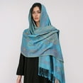 thumbnail image 2 of Paisley Pashmina Shawl Scarf Women Jacquard Cashew Printed Scarves Flowers Borders Female Tassel Blanket Wraps Ethnic Shawls (T322-05,70x190cm), 2 of 7