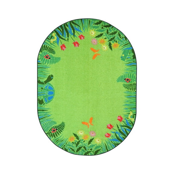 Merry Meadows 5'4" x 7'8" Oval Area Rug In Color Green