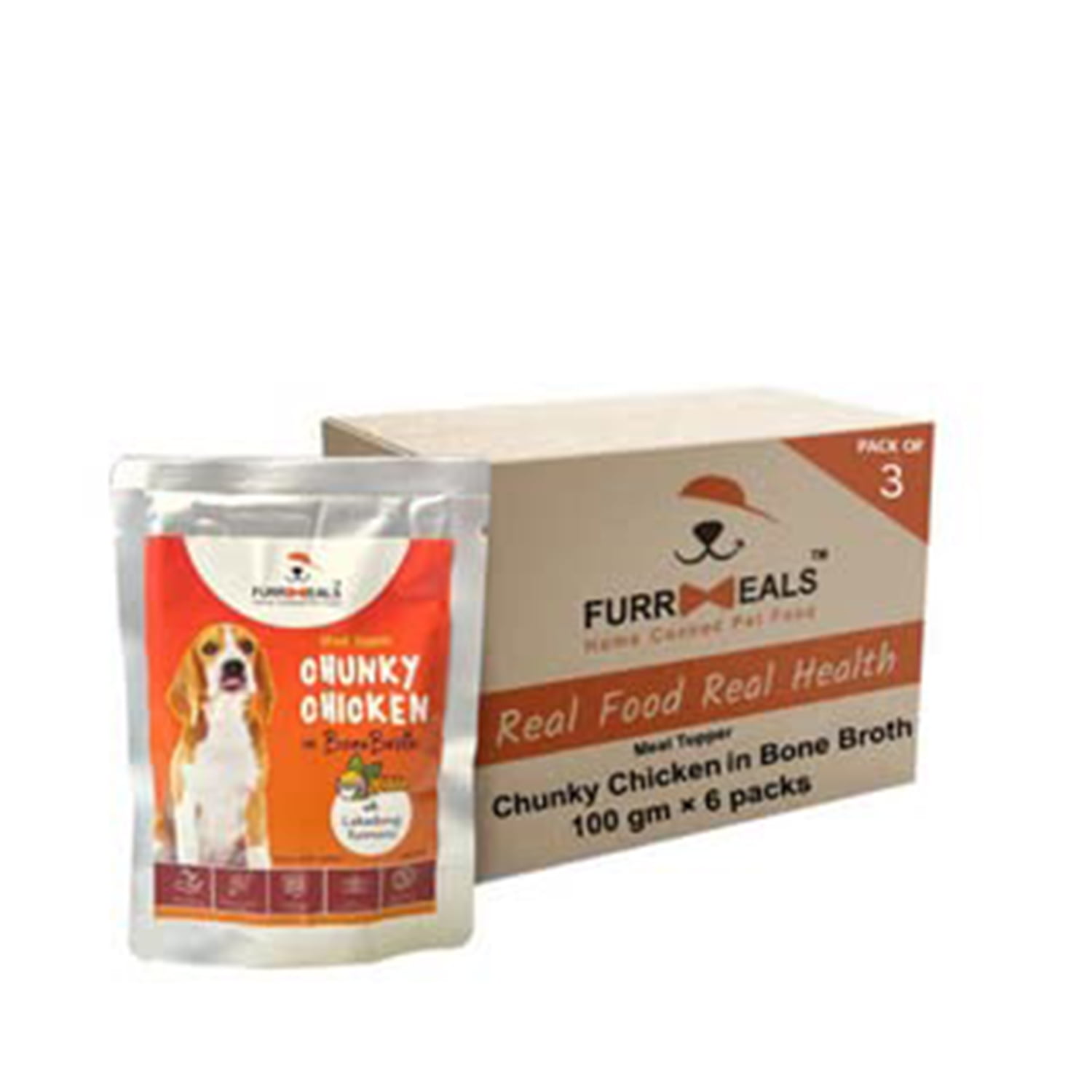 FurrMeals Chunky Chicken in Bone Broth Meal Topper with Lakadong