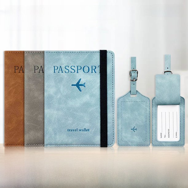 Bolsa de pasaporte antimagnética de cuero de PU, etiqueta de equipaje, traje de cuero, cepillo antirrobo, porta pasaporte, bolsa de identificación, funda para pasaporte en existencia