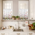 thumbnail image 3 of 3 Piece Kitchen Curtains and Valances Set Wild Flowers Cafe Curtains 24 Inch Length Spring Butterfly Watercolor Country Floral Valance & Tier Curtain for Living Room Bedroom Window 54"x18"+27"x24"*2, 3 of 6