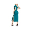 thumbnail image 2 of INK + IVY Womens Green Short Sleeve V Neck Tea-Length Fit + Flare Dress M, 2 of 4