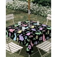 thumbnail image 3 of Square Outdoor Tablecloth with Umbrella Hole Happy Easter Outside Table Cloth Waterproof Patio Table Cover Spring Colorful Bunny Floral Rustic Black Zipper Tablecloths for Picnic Camping 60x60 Inch, 3 of 8