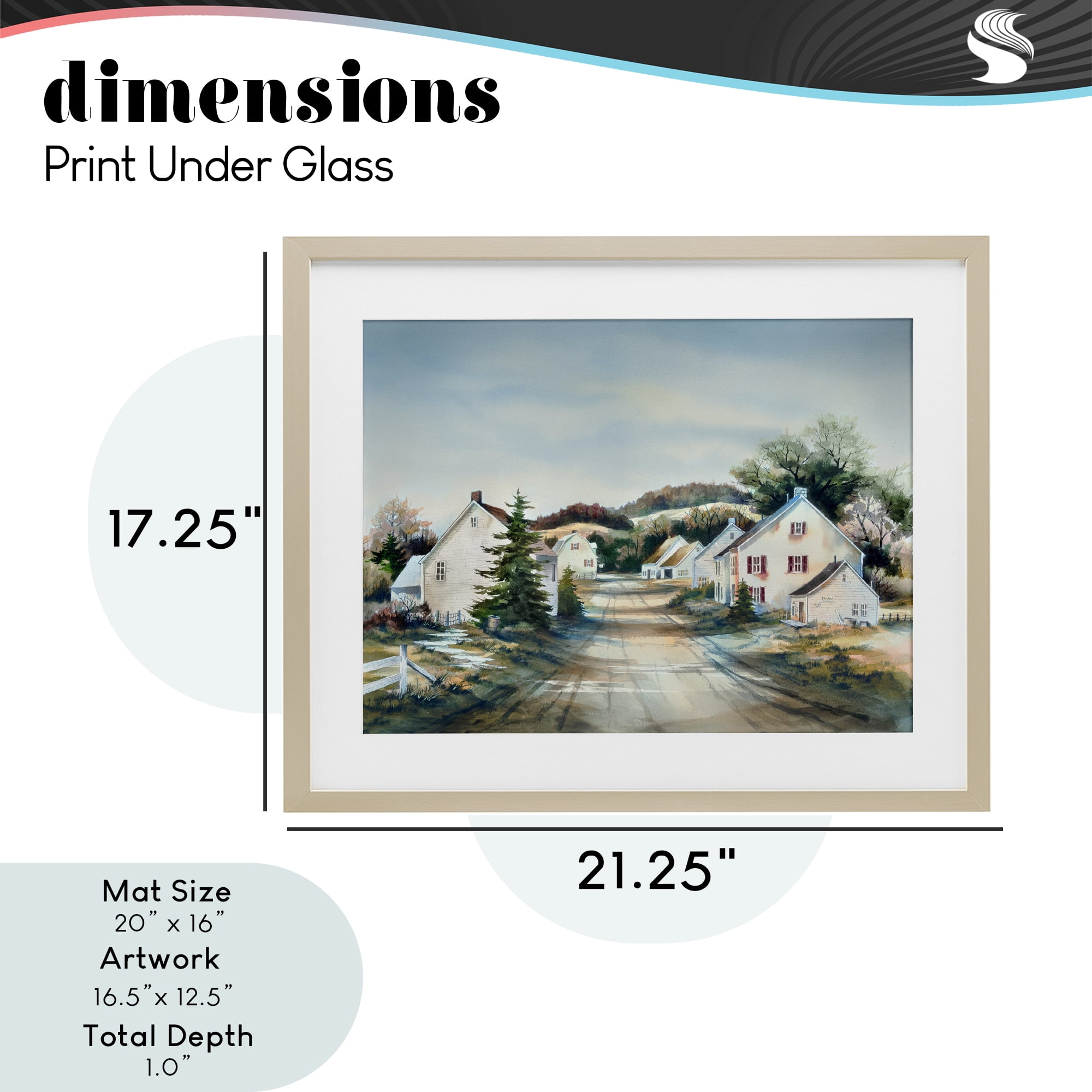 Stupell Industries Tranquil Village Road & Houses Birch Framed Print Under Glass, design by Owen Wexler