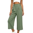 thumbnail image 2 of Bloomae Capri Pants for Women Wide Leg High Waisted Pleated Dress Pants Business Casual Capris Work Office Cropped Slacks Trousers with Pockets, 2 of 8