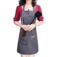 thumbnail image 1 of Delantal para hombres y mujeres con correas ajustables y bolsillos grandes, delantales con pechera de cocina de algodón de lona impermeable gris, 1 of 5