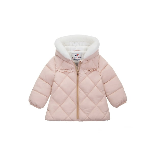 Rokka&Rolla Baby Girls' Puffer Jacket Toddler Fleece Lined Winter Coat ...