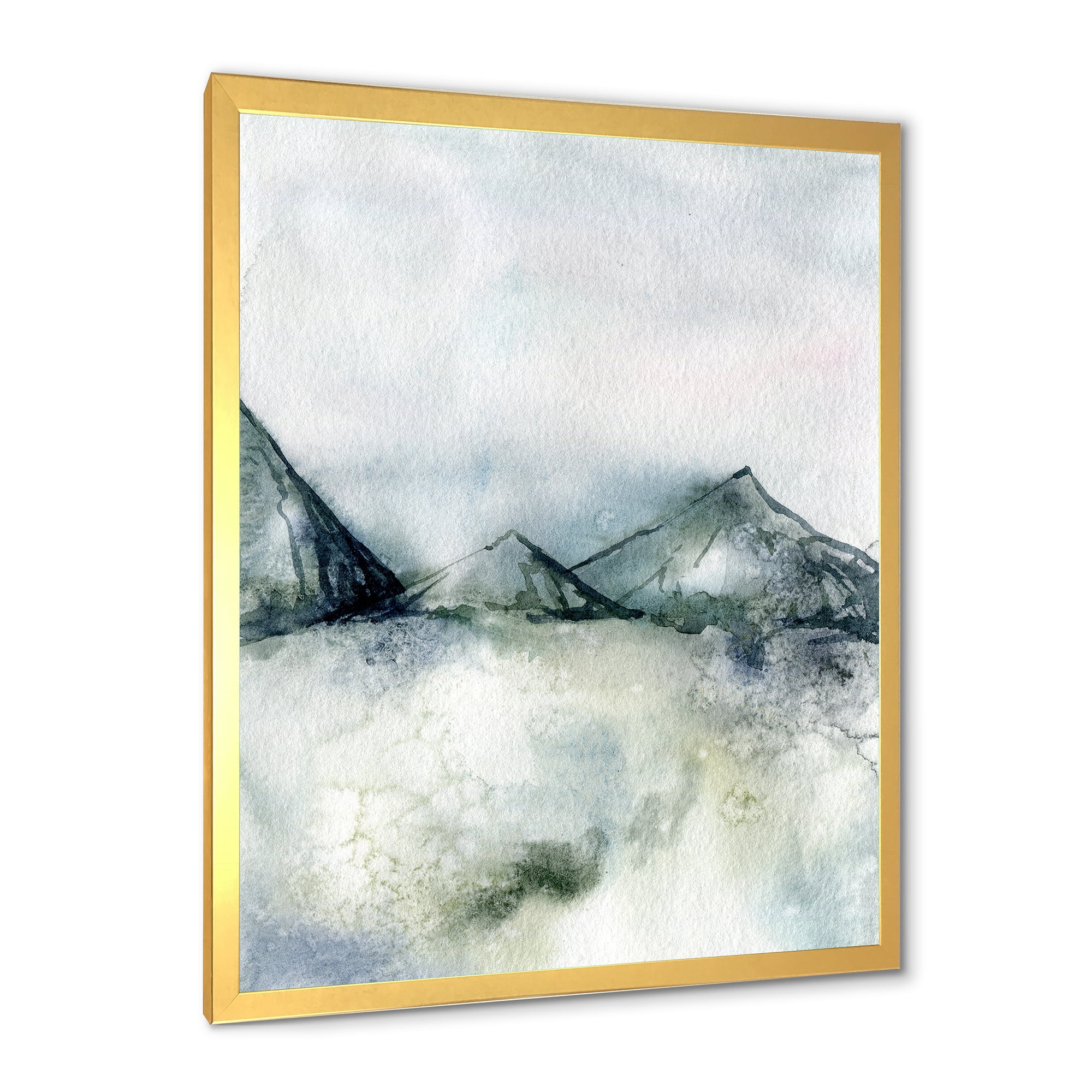 Designart 'Dark Blue Mountain Landscape Winter Minimalistic' Modern Framed Art Print
