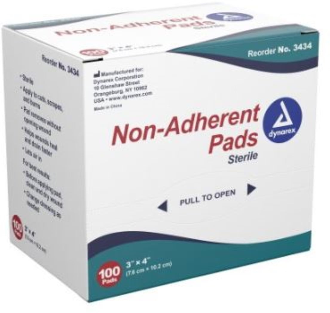 Dynarex PAD NonAdherent 3X4 Sterile 100 Pads 1 ea (Pack of 4