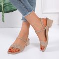 thumbnail image 6 of ZHELIYO Women's sandals Ladies Fashion Summer Versatile Solid Color Leather Open Toe Thick Heel Sandals Khaki 6, 6 of 7