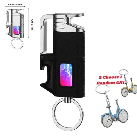 Metal Convenient Keychain Lighter,Windproof Blue Flame Lighter, Convenient Keychain Windproof Lighter with Transparent air Chamber, can be Filled with Butane, Windproof Blue Flame Outdoor use