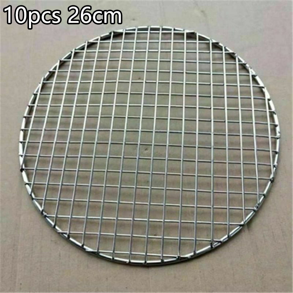 Round Barbecue Grill Net Stainless Steel Mesh Racks Grid Grate Steam Camping BBQ 