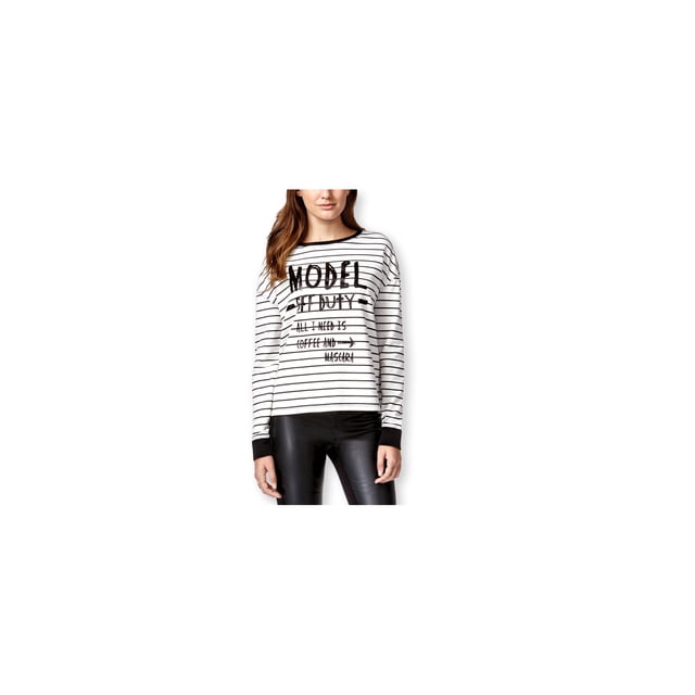 Rampage Womens Model Off Duty Sweatshirt, Off-White, Juniors, Medium