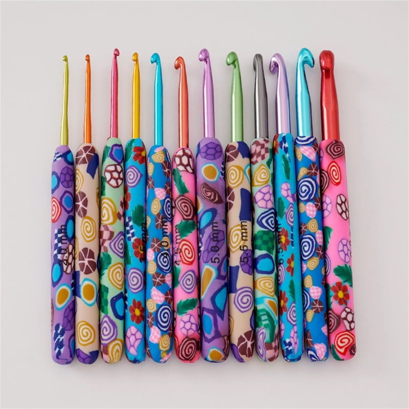 Zecic 12 Pcs Crochet Hook Set 2.0mm-8.0mm Crochet Needle Ergonomical Crochet Needle Colorful Knitting Needle for Craft Project