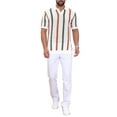 thumbnail image 2 of Men's Hollow Knit Polo Shirt V Neck Short Sleeve Golf Polo Shirts M White, 2 of 6