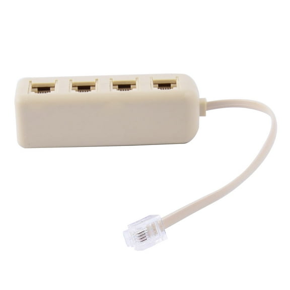 REGALWOVEN Telephone 6P4C RJ11 1 Male to 4 Female Plug Jack Cord Adapter