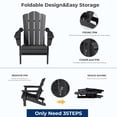 thumbnail image 5 of FUNDAZE HDPE Adirondack Chair, Foldable Weather-resistant Outdoor Chair for Patio, Poolside, Garden, Yard, Gray, 5 of 8