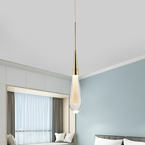 Miumaeov Pendant Lighting for Kitchen Island Modern LED Glass Pendant Light Gold Raindrop Shaped Chandelier for Bedroom Dining Room