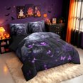 thumbnail image 2 of Erosebridal Gothic Skull Twin Bedding, Butterfly Rose Bedding Comforter Set, Gray Purple, Black Reversible, 7-Piece, 2 of 6